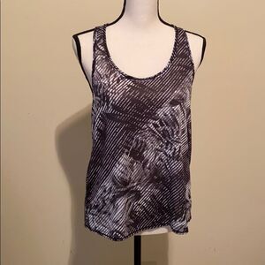 prAna Black & White Abstract Mesh Racerback Tank Top Size Small